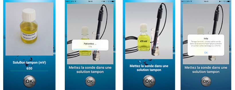 Domo Rx : procedure de tarage avec solution tampon 470 mV Domo Rx : procedure de tarage avec solution tampon 470 mV